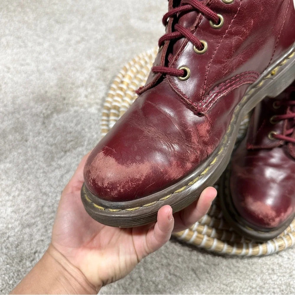 Dr. Martens Women’s Pascal Cherry Shiraz Buttero Leather 8-Eye Boots Size 6 - Picture 13 of 16